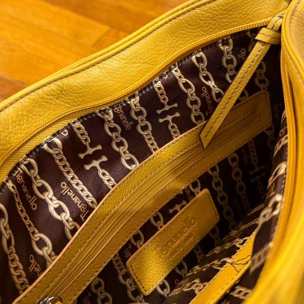 Yellow Tignanello Shoulder Bag; Leather Purse - Picture 5 of 6